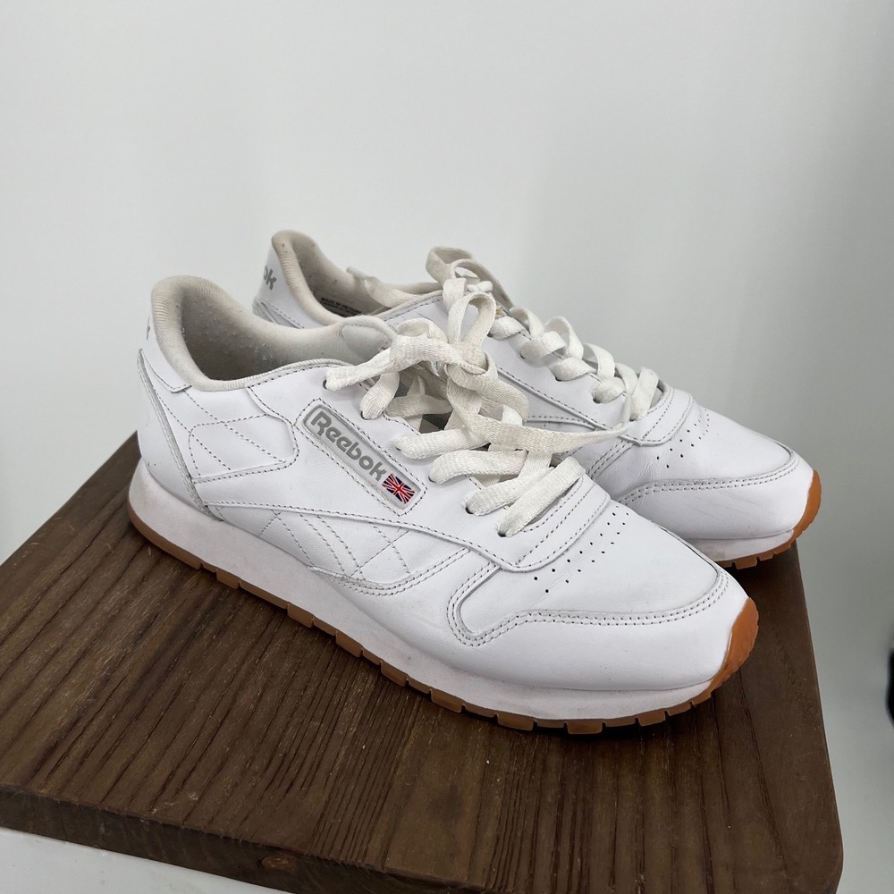 Reebok Classic Leather Women White Gum Sneakers 49801 Low Top Trainers